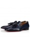 Christian Louboutin Pitypang Tassel Naplopók Patinated Borjú Bőr Tengeri Kék