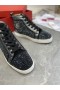 Christian Louboutin Louis Strass Magas szárú Sportcipő, Bőr, valamint Strass Fekete