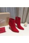 Christian Louboutin Szóval Kate Zsákmány Boka Csizma 100mm Velúr Piros CL Cipő