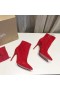 Christian Louboutin Szóval Kate Zsákmány Boka Csizma 100mm Velúr Piros CL Cipő