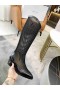 Jimmy Choo Térd Csizma 50mm JC Jelkép Háló Fekete