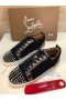 Christian Louboutin Louis Junior Spike Alacsony Top Női Cipők, Bőr, de Veau Velúr Fekete