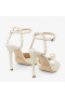 Jimmy Choo Sacora 100mm Fehér Szatén Szandál Minden Felett Gyöngy