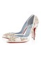 Christian Louboutin Szivattyúk Brodirize 100mm Verzió Elefántcsont Szatén
