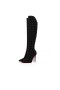 Christian Louboutin Magas Boot Alta szendrődi v., Csóva, 100 mm-es Fekete/ezüst Velúr Borjú
