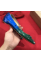 Christian Louboutin Degraspike Flats Spikes Patent Kid Leather Blue Green