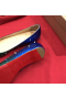 Christian Louboutin Degraspike Flats Spikes Patent Kid Leather Blue Green
