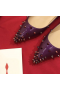 Christian Louboutin Degraspike Flats Spikes Patent Kid Leather Blue Purple