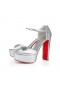 Christian Louboutin Sandaloo 130 Mm Strappy Sandals Laminated Nappa Leather Silver