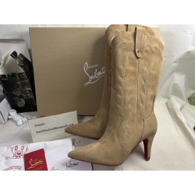 Christian Louboutin Santiabooty 85mm Suede Knee Boots in Brown