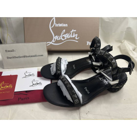 Christian Louboutin Pyrasand 30 Mm Strappy Sandals Waxed Calf Leather Black