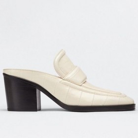 Bottega Veneta Öszvérek Fehér Krokodil Dombornyomott Bőr Bottega Veneta Cipő