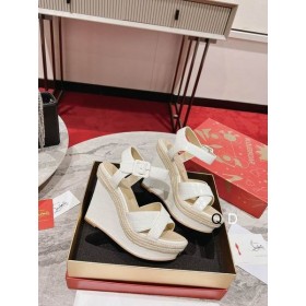 Christian Louboutin Almerio Espadrille Ékek 120mm Dombornyomott Bőr, Fehér
