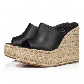 Christian Louboutin Ariella Zeppa 130 Mm Espadrilles Borjú Bőr Fekete Christian Louboutin Cipő