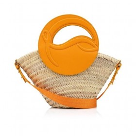 Christian Louboutin Biloumoon Kosárba Kosárba Raffia, Majd Borjú Bőr Hibiszkusz
