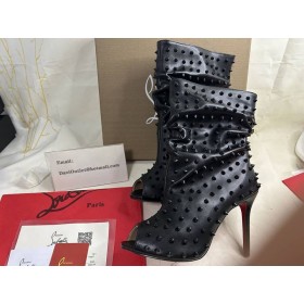 Christian Louboutin Gerilla Tüskék Nyitva Toe Boka Csizma 100mm Borjú BÅr Fekete