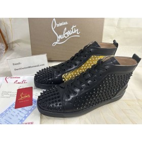 Christian Louboutin Louis Laminato Dino Magas szárú CipÅk, BÅr, Fekete, Arany