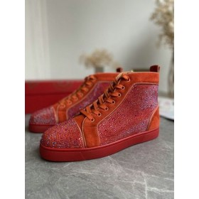 Christian Louboutin Louis Strass Magas szárú CipÅk Veau Velous de Strass Narancs