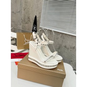 Christian Louboutin Pyraclou 110 Mm Espadrilles Színjátszó Bőr, Fehér