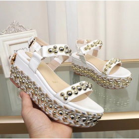Christian Louboutin Rondaclou Megszépült 60mm Ék Szandál Arany Hardver Fehér