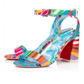Christian Louboutin Szivattyúk Iriza 100 mm Multi/lin Kék-Fehér bőröv