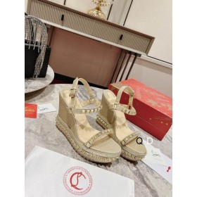 Christian Louboutin Pyraclou 110 Mm Espadrilles Csillogó Bőr Platine
