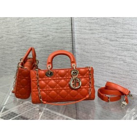Dior D-Joy Kézitáska Skarlát Vörös Cannage Báránybőr