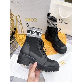 Dior D-Dúr Boka Boot Szövet Fekete Borjúbőr