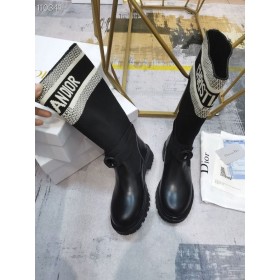 Dior D-Dúr Női Boka Boot Szövet Fekete Borjúbőr