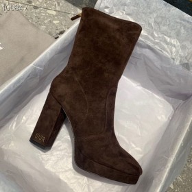 Dior D-Rise Velúr Csizma Sötét Barna 100mm