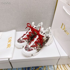 Dior D-csatlakoztassa Cipők Műszaki Szövet, Fehér, Piros Virág Motívum