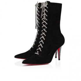 Christian Louboutin Astrid Csipke Strass Zsákmány 85 Mm-Es Csizma Fekete Christian Louboutin Cipő