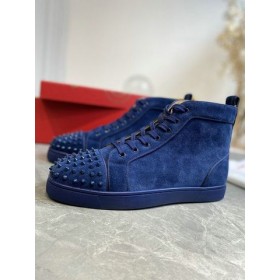 Christian Louboutin Lou Tüskék, Magas szárú Cipők, Velúr sötétkék
