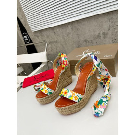 Christian Louboutin Monica Du Desert 110mm Espadrille Ãkek Szatén Virágos