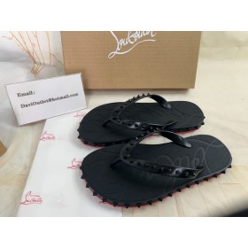 Christian Louboutin Szuper Loubi Flip Nő Öszvérek Gumi Fekete CL Cipő