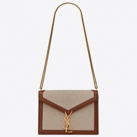 Saint Laurent Cassandra Csattal Táska Bézs Vászon Saint Laurent Táskák