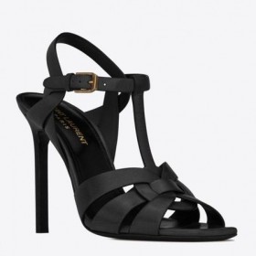 Saint Laurent Tribute Magas Sarkú Szandál Fekete Borjúbőr Saint Laurent Cipő