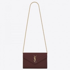 Saint Laurent VB Monogram Pénztárca Lánc Bordeaux-i Bőr