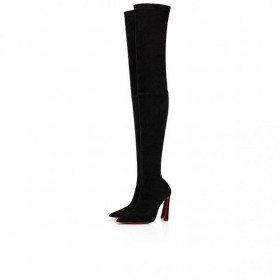 Christian Louboutin Condora Szendrődi V. Alta 100 Mm ThighBoots Feszített Veau Velúr Fekete Christian Louboutin Cipő
