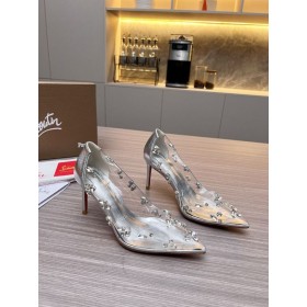 Christian Louboutin Degraqueen Szivattyú 85Mm Szivattyúk Pvc Nappa Ezüst CL Cipő