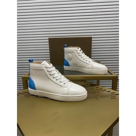 Christian Louboutin Louis Magas Szárú Cipő Borjú Fehér Kék Christian Louboutin Cipő