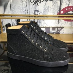 Christian Louboutin Louis Strass Magas Szárú Férfi Cipők Veau Velúr Fekete