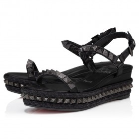 Christian Louboutin Pyraclou 60 mm Espadrilles Színjátszó Bőr Fekete CL Cipő