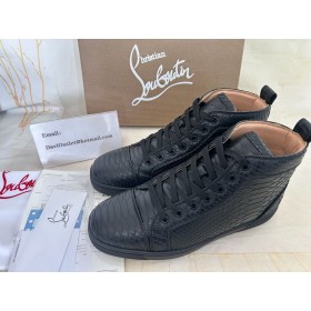 Christian Louboutin Rantus Orlato Lapos, Magas FelsÅ Sneakers Fekete Python