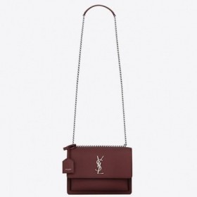 Saint Laurent Naplemente Közepes Táska Bordeaux Szemű Bőr Saint Laurent Táskák