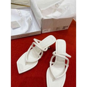 Jimmy Choo 70 Öszvérek Diák Bőr Szíj Fehér