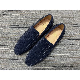 Christian Louboutin Pitypang Spike Naplopók Veau Velúr Sötétkék