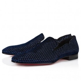 Christian Louboutin Dandy Csaj Naplopók Bársony Haditengerészet Christian Louboutin CipÅ