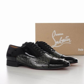 Christian Louboutin Greggo Oxford, Krokodil Dombornyomott BÅröv Fekete Szürke