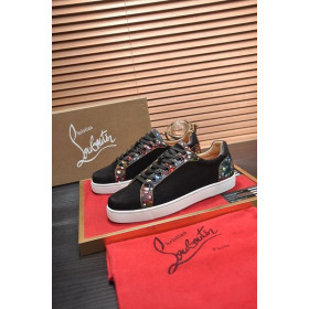 Christian Louboutin Férfi Cipők Alacsony-top Veau Velúr Fekete CL Cipő